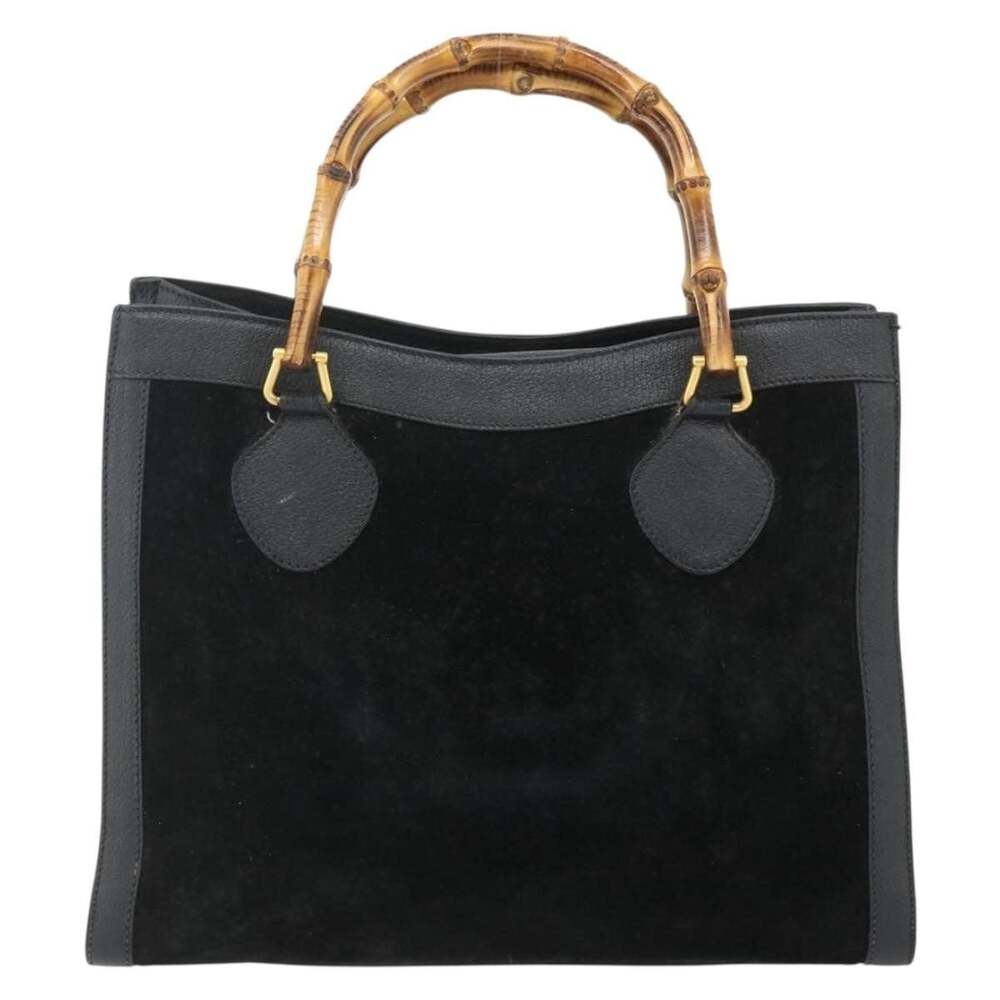 Gucci Bamboo Suede Handbag Black